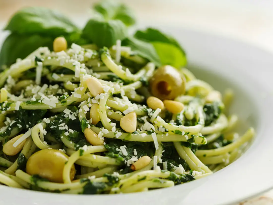 pasta and pine nuts